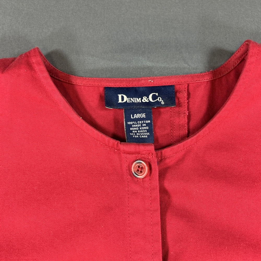 red button-front long-sleeve blouse from Denim & Co Large